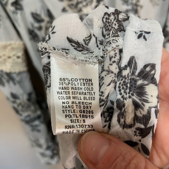 Umgee Embroidered Mini Swing Dress Blue Floral‎ Bohemian Gypsy Cottagecore sz S - Picture 9 of 9